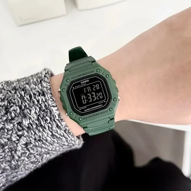 Casio Standard Digital Green Dial Resin Men's Watch- W-218-3BV   2P